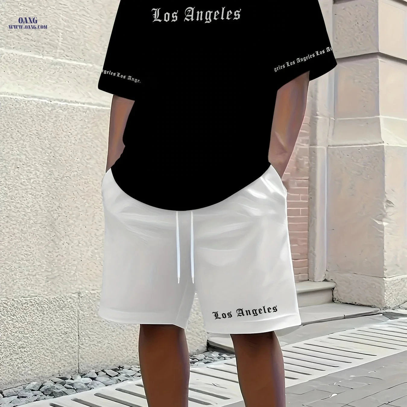 Men's Casual Sportswear Set - Summer Short Sleeve & Drawstring Shorts   OAXG 