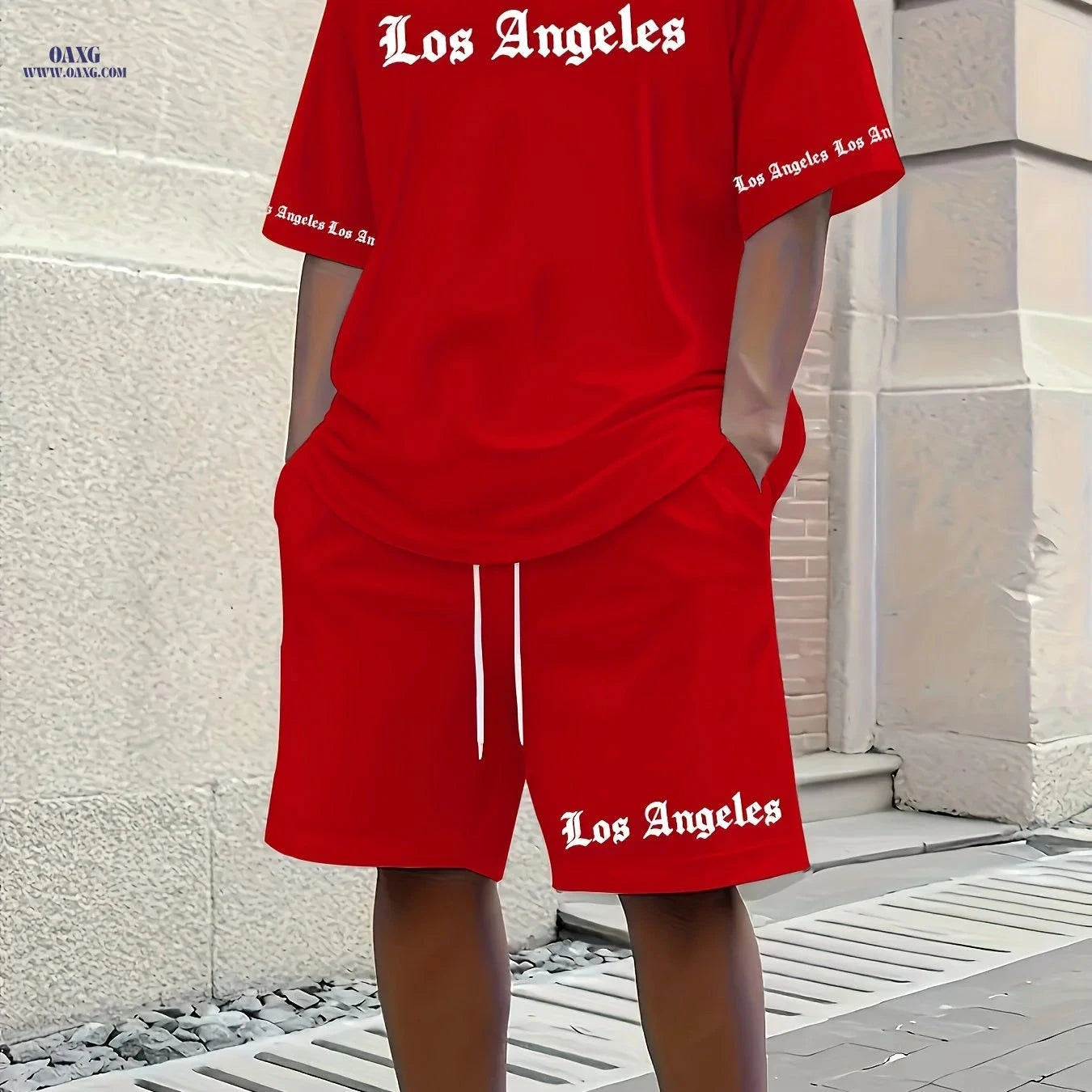 Men's Casual Sportswear Set - Summer Short Sleeve & Drawstring Shorts   OAXG 