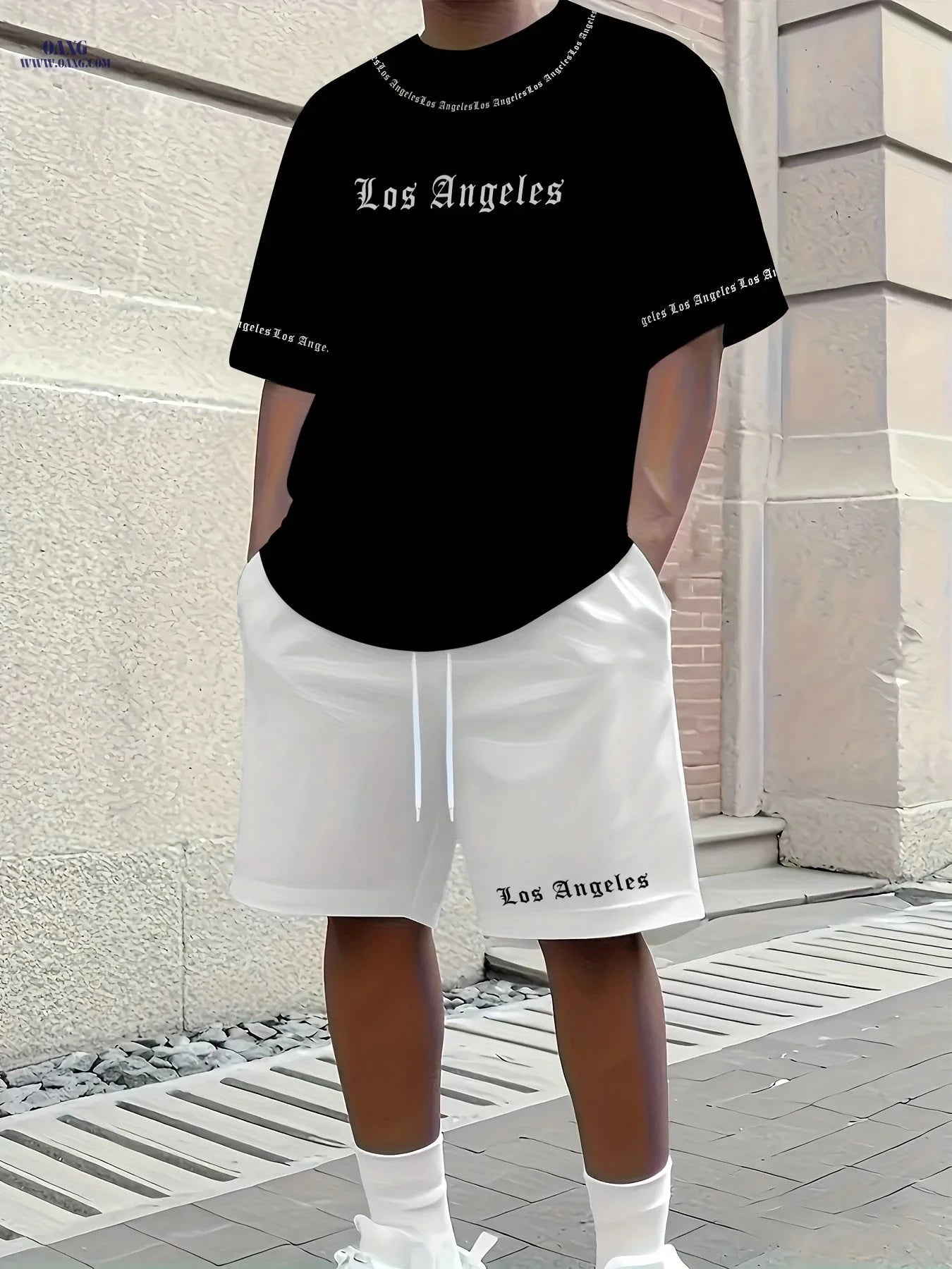 Men's Casual Sportswear Set - Summer Short Sleeve & Drawstring Shorts   OAXG 