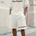 Men's Casual Sportswear Set - Summer Short Sleeve & Drawstring Shorts   OAXG White / FR S