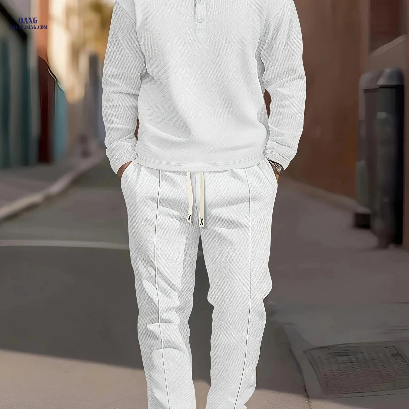 Men's Casual Sporty Outfit Set - Long Sleeve for Autumn & Winter   OAXG 
