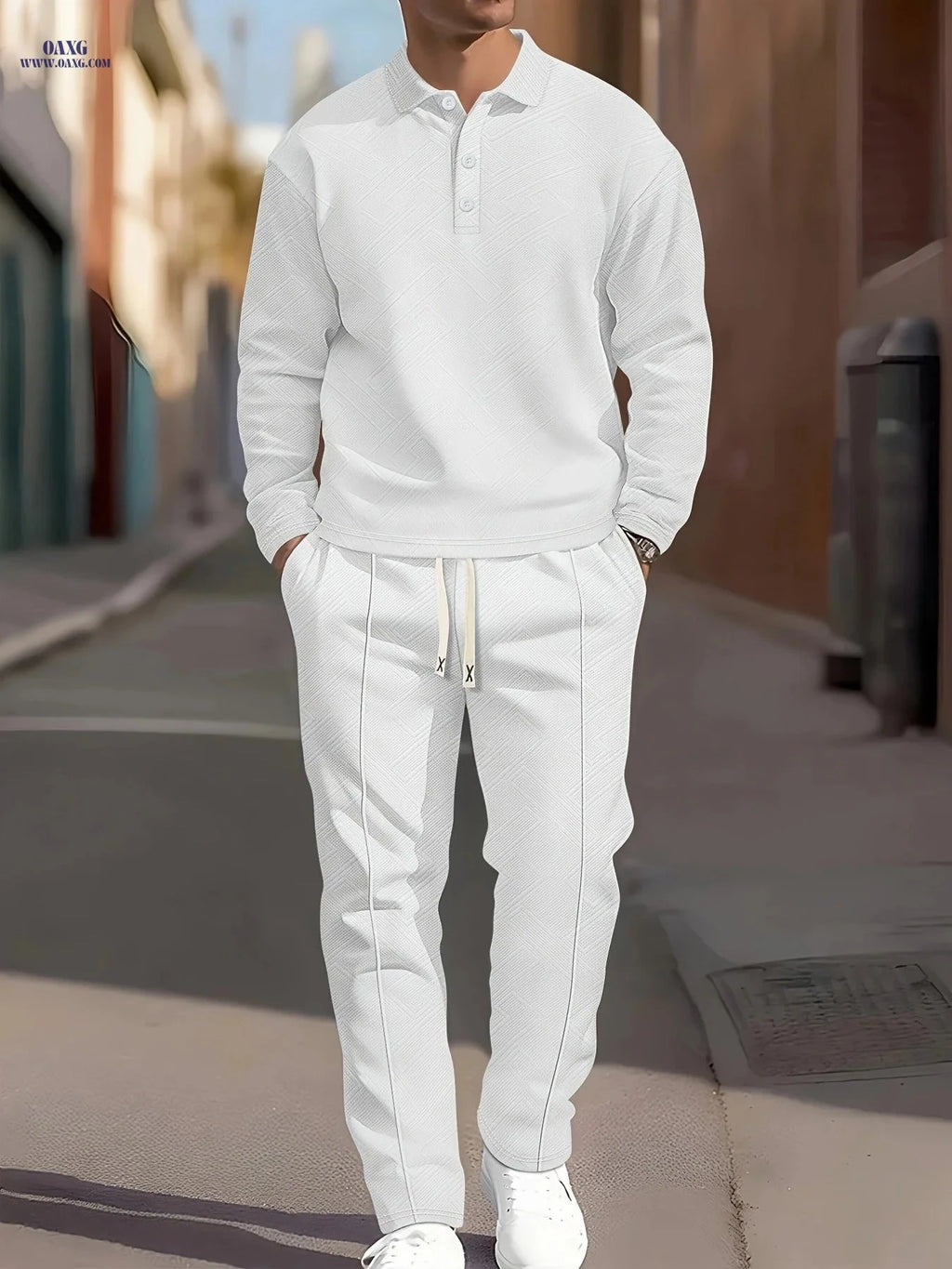 Men's Casual Sporty Outfit Set - Long Sleeve for Autumn & Winter   OAXG 