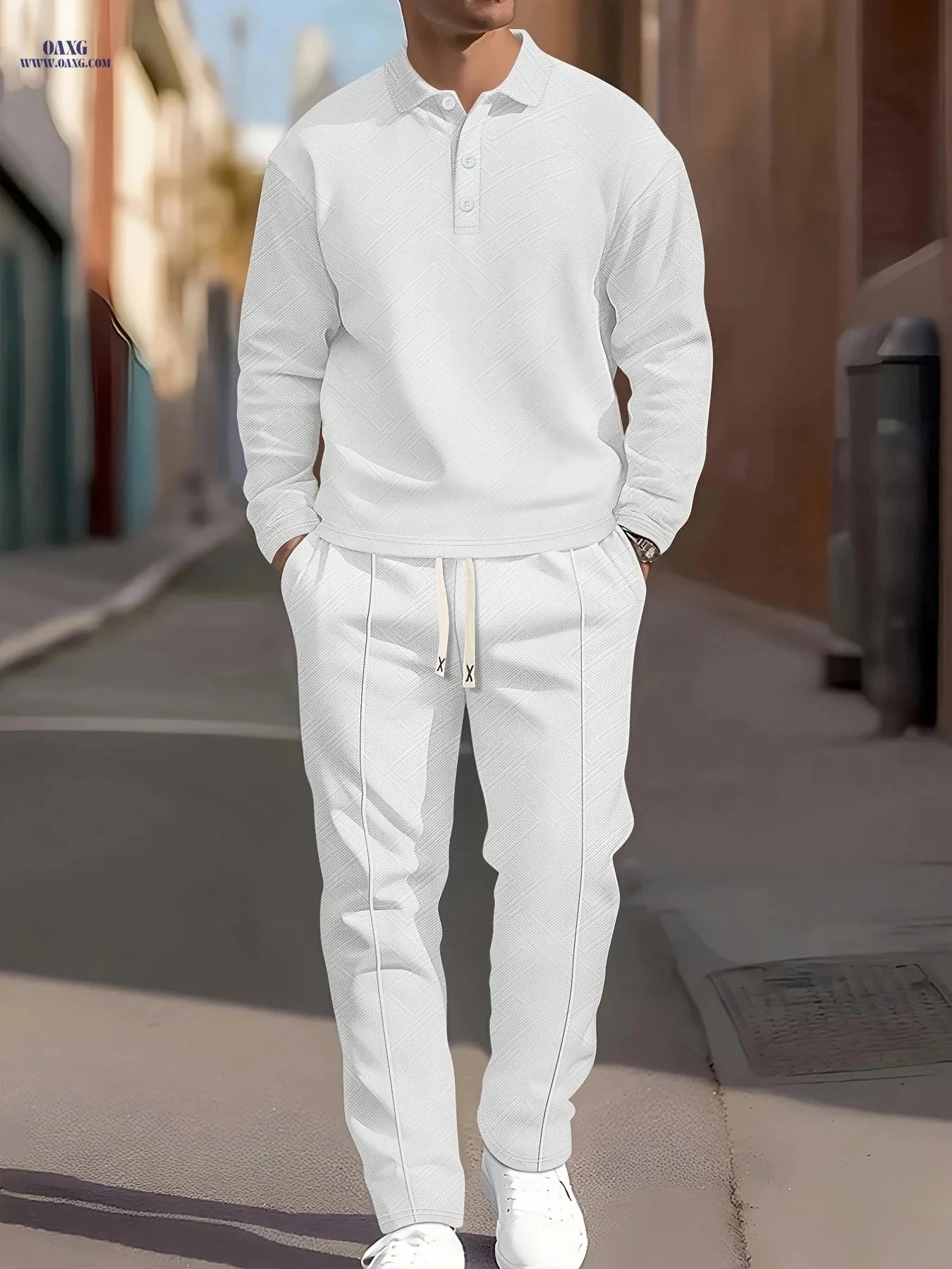 Men's Casual Sporty Outfit Set - Long Sleeve for Autumn & Winter   OAXG 