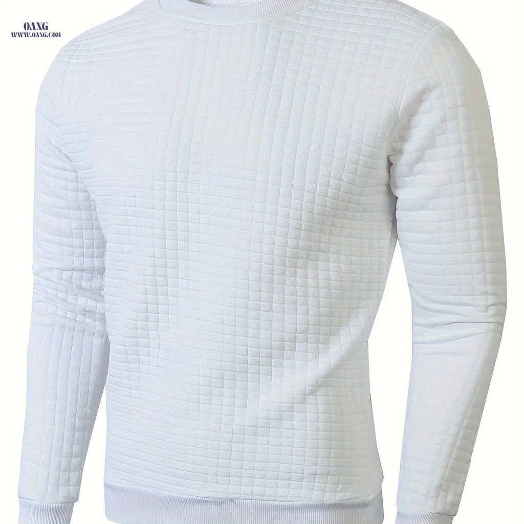 Men's Casual Sporty Sweater - Soft Round Neck Pullover for Fall   OAXG White / FR S