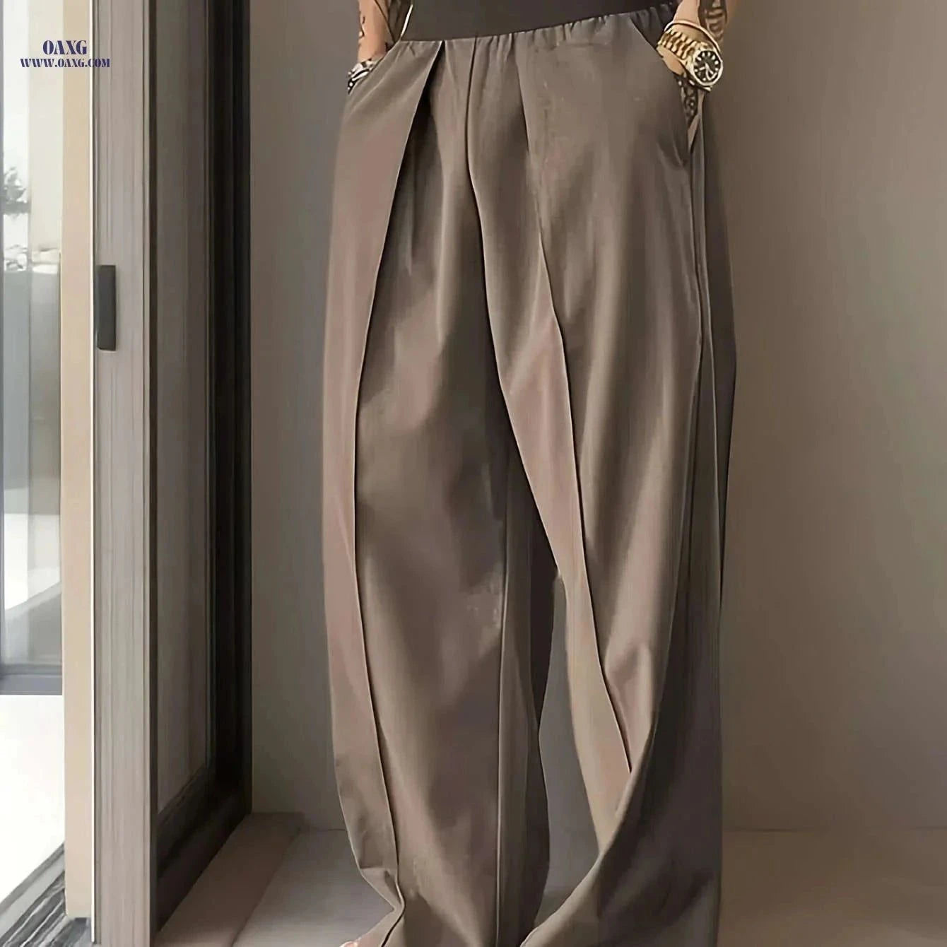 Men’s Casual Spring Pants - Elastic Waist, Loose Fit Trousers   OAXG Black / FR S