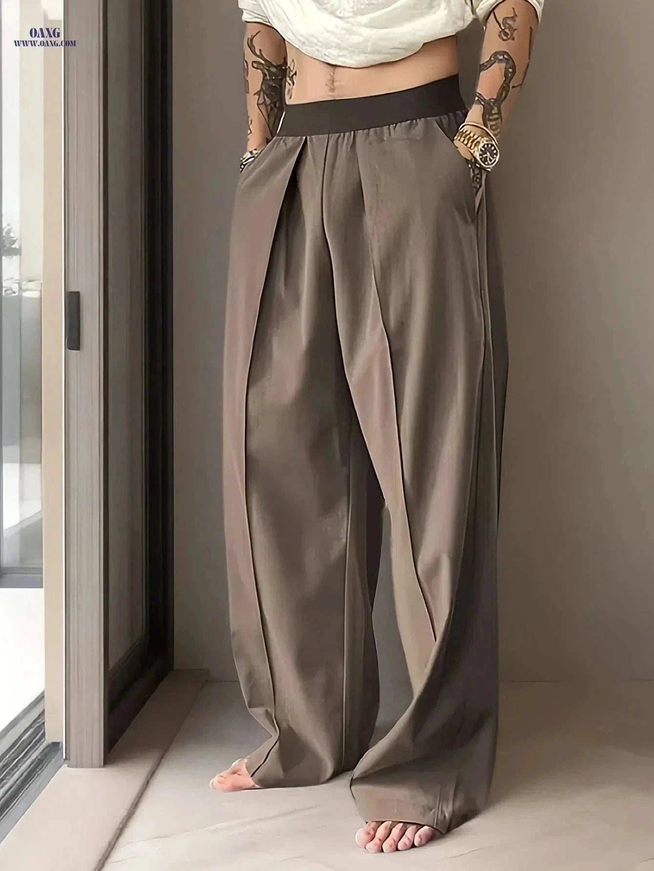 Men’s Casual Spring Pants - Elastic Waist, Loose Fit Trousers   OAXG Black / FR S