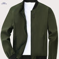 Men's Casual Stand Collar Jacket - Solid Color, Regular Fit   OAXG Army Green / FR XS