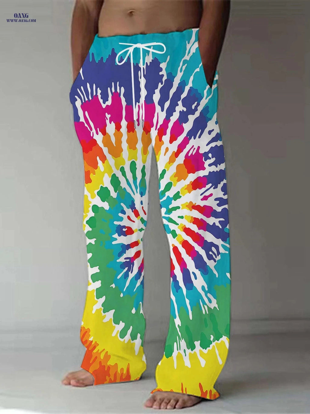 Men’s Casual Straight-Leg Pants - Trendy 3D Print & Loose Fit   OAXG 