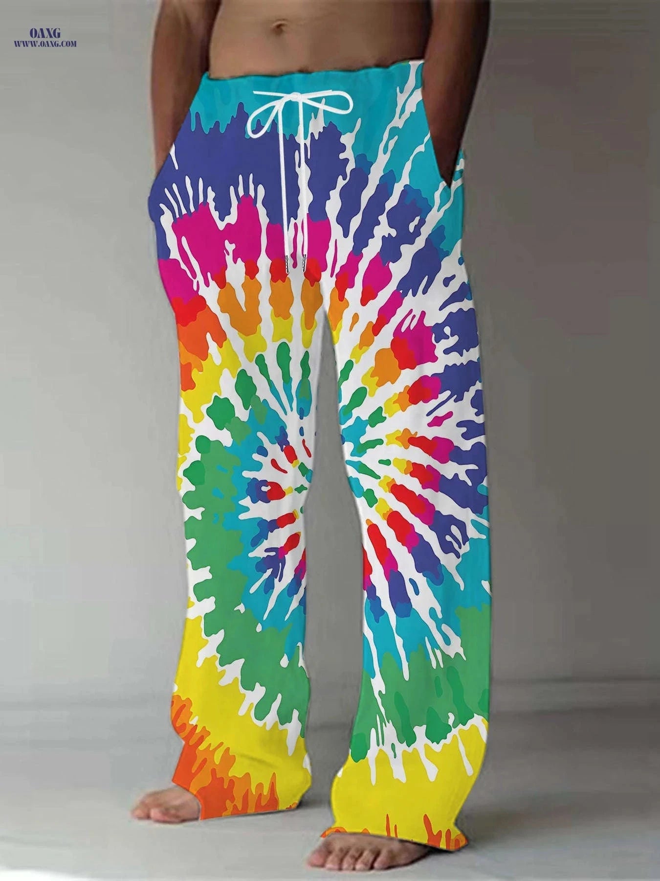 Men’s Casual Straight-Leg Pants - Trendy 3D Print & Loose Fit   OAXG 