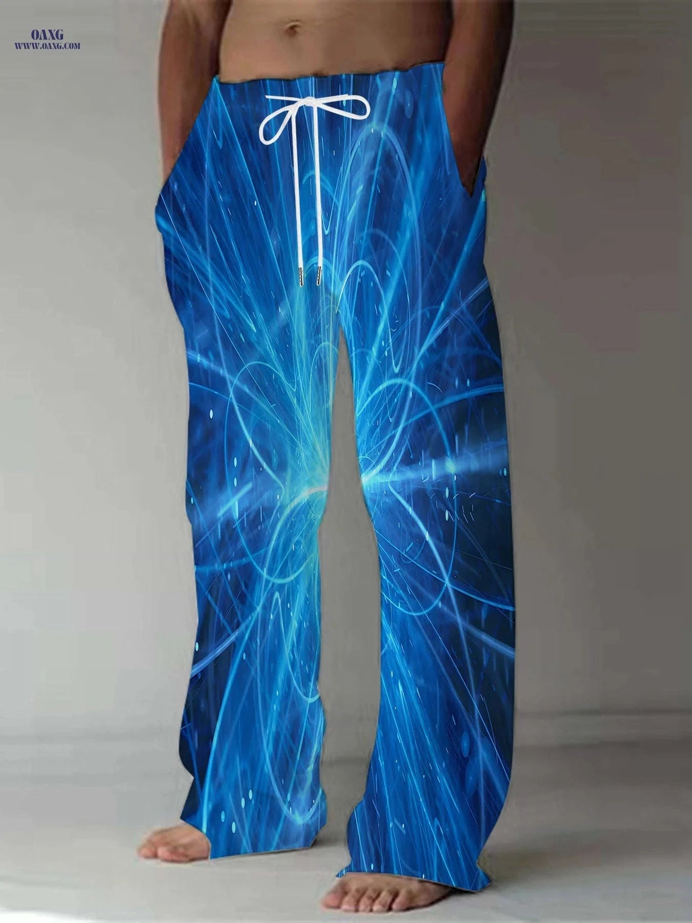 Men’s Casual Straight-Leg Pants - Trendy 3D Print & Loose Fit   OAXG Mixed Color / FR M