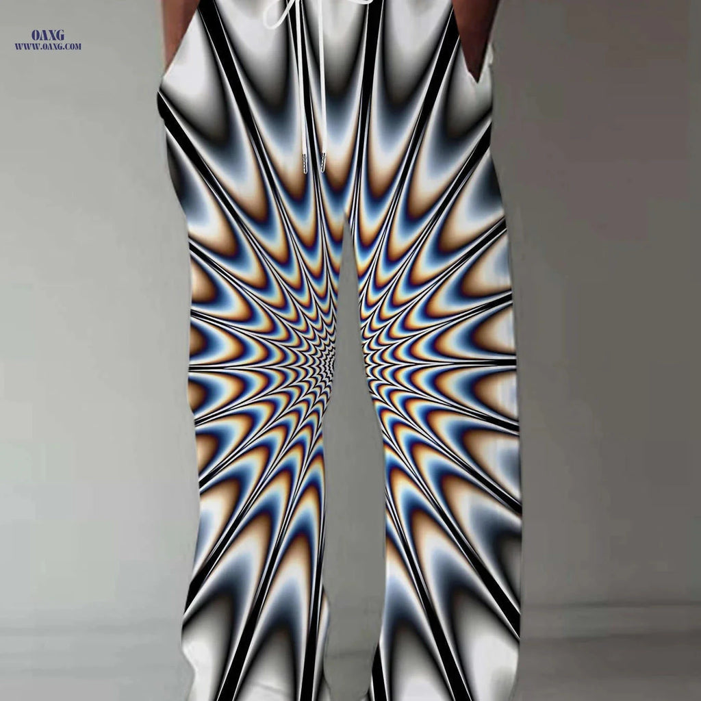 Men’s Casual Straight-Leg Pants - Trendy 3D Print & Loose Fit   OAXG 