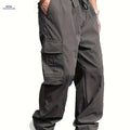 Men's Casual Straight-Leg Pants with Drawstring - Multiple Pockets   OAXG Grey / FR M