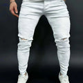 Men's Casual Stretch Slim-Fit White Jeans - All-Season Comfort Fit   OAXG 