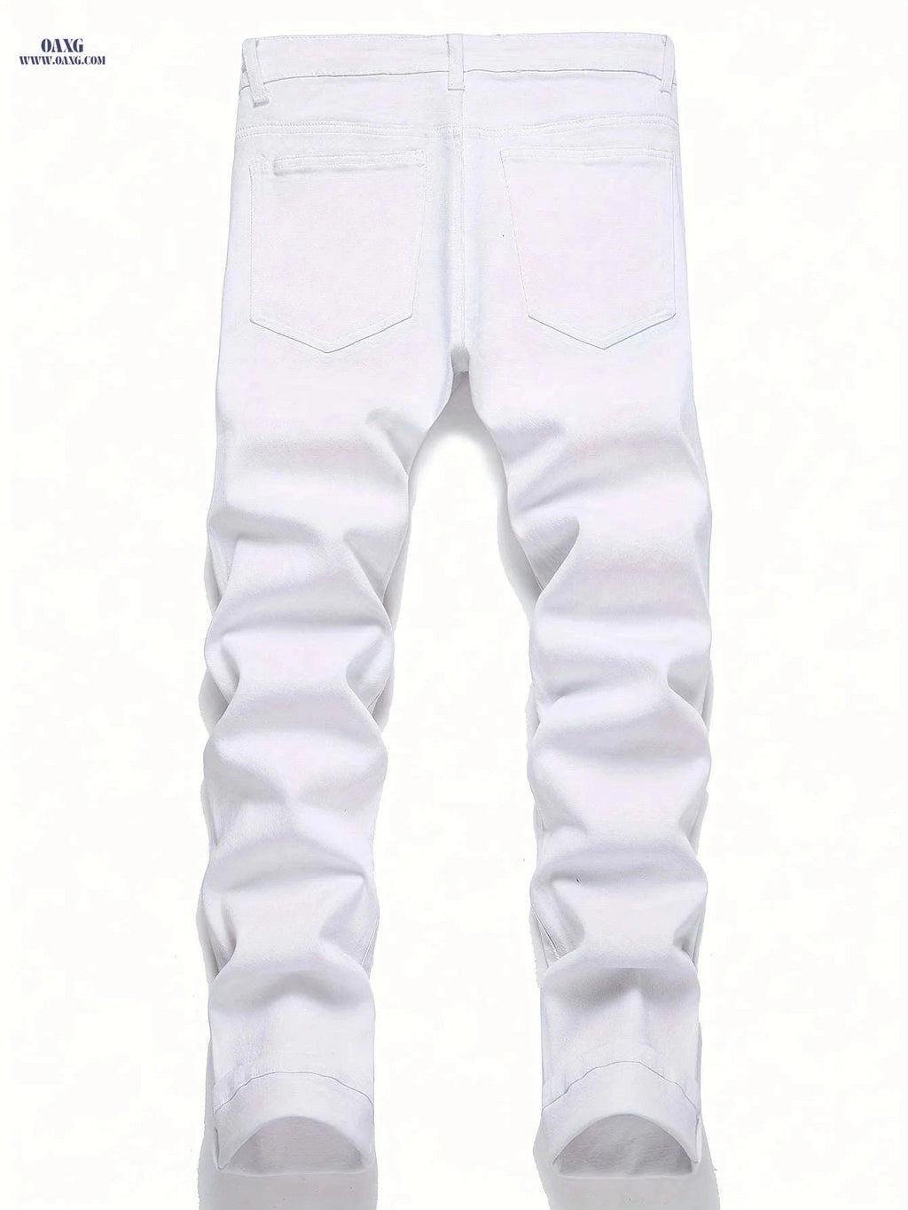 Men's Casual Stretch Slim-Fit White Jeans - All-Season Comfort Fit   OAXG White / FR 38