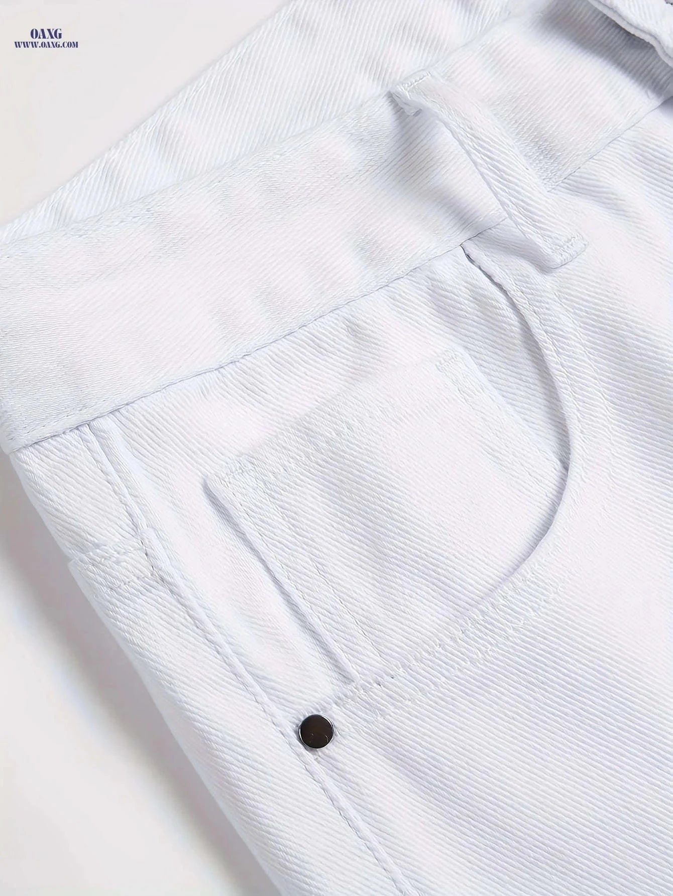 Men's Casual Stretch Slim-Fit White Jeans - All-Season Comfort Fit   OAXG White / FR 38