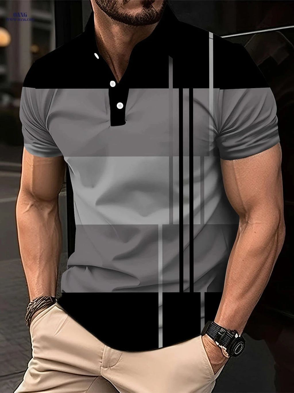 Men’s Casual Striped Polo Shirt - Stylish Summer Golf Top   OAXG 