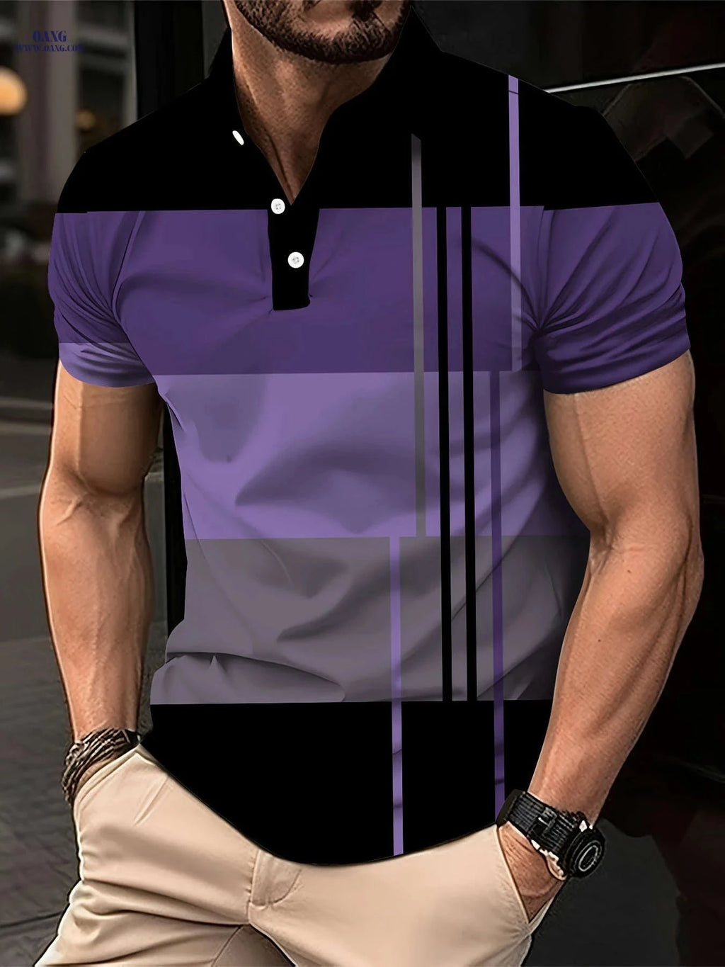 Men’s Casual Striped Polo Shirt - Stylish Summer Golf Top   OAXG 