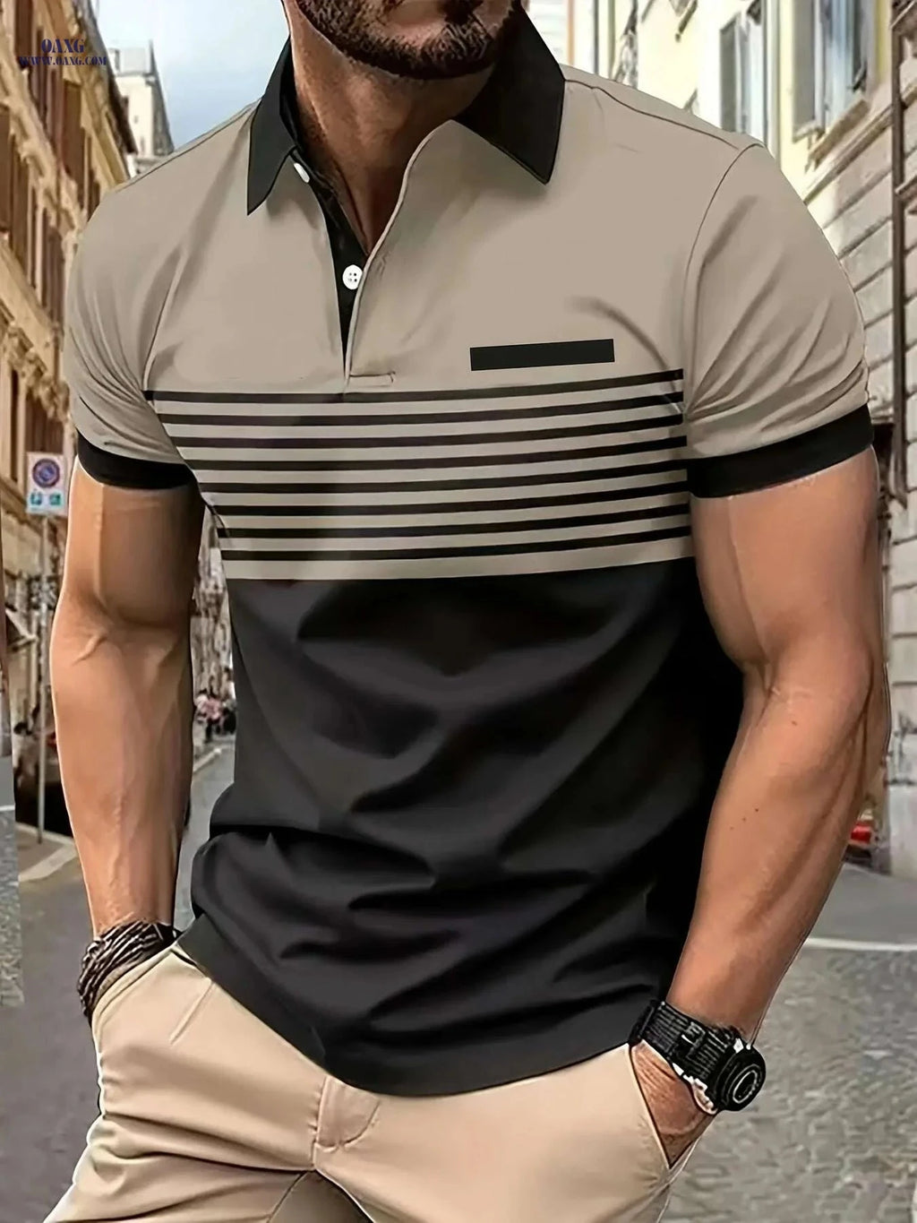Men's Casual Striped Shirt - Summer Fashion, Lightweight 180g Fabric   OAXG Purple / M