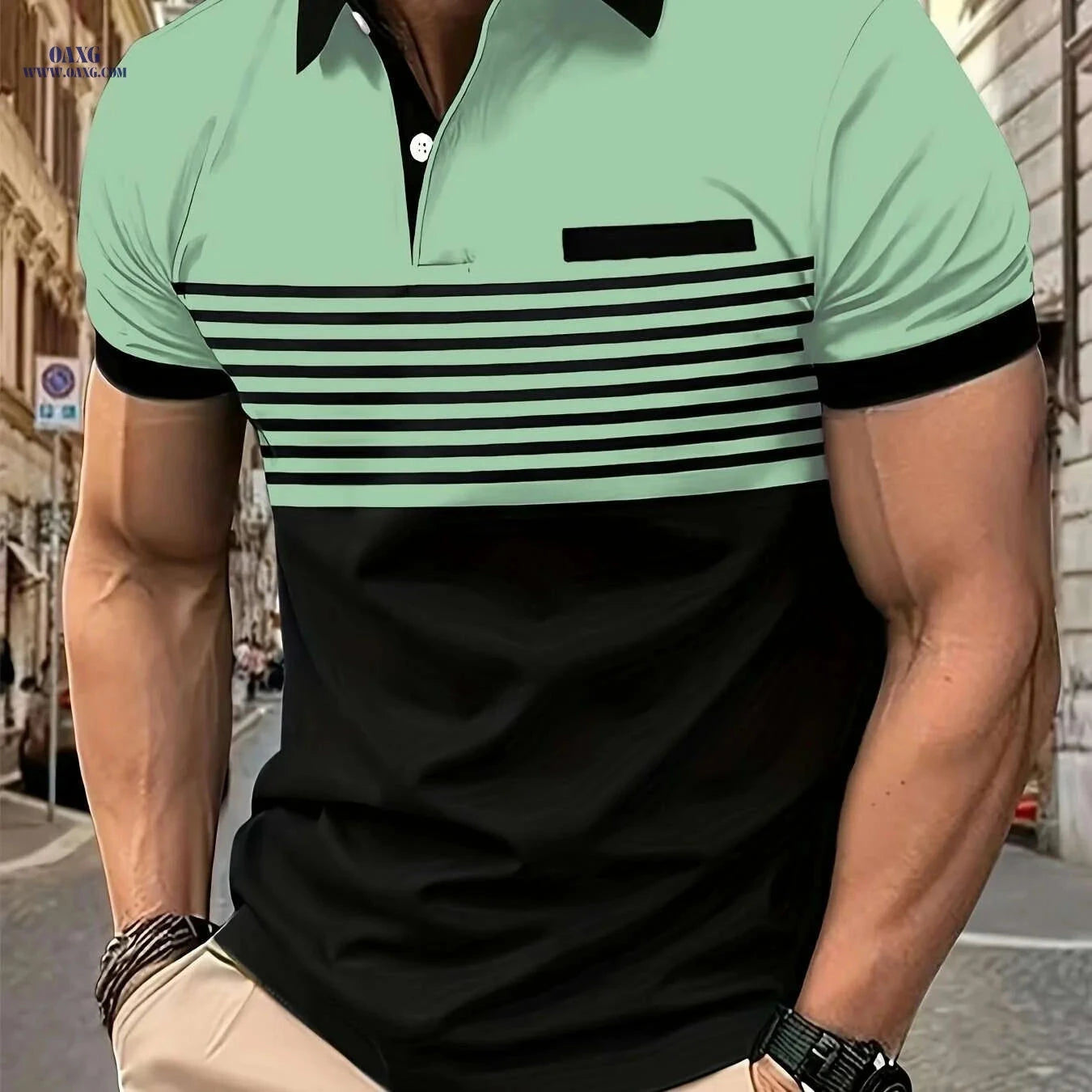 Men's Casual Striped Shirt - Summer Fashion, Lightweight 180g Fabric   OAXG Purple / M