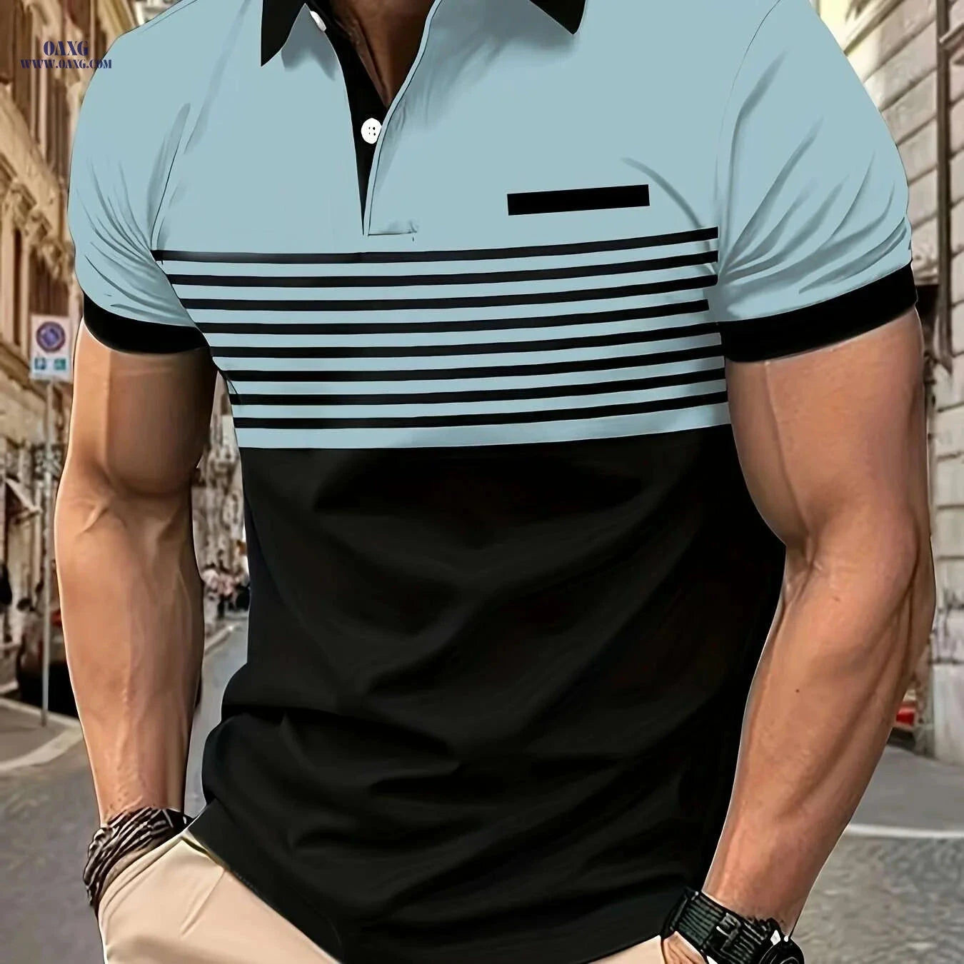 Men's Casual Striped Shirt - Summer Fashion, Lightweight 180g Fabric   OAXG Purple / M