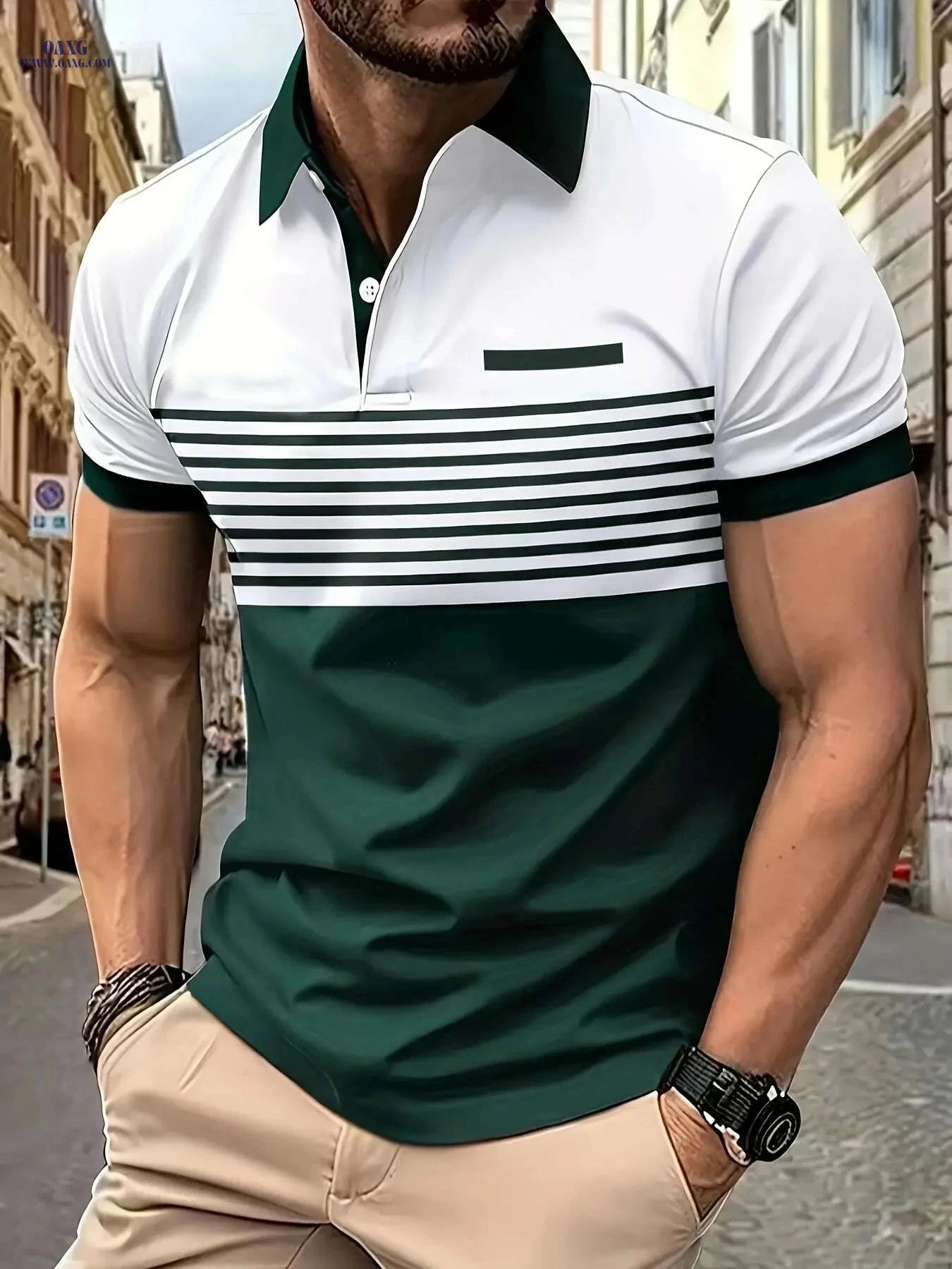 Men's Casual Striped Shirt - Summer Fashion, Lightweight 180g Fabric   OAXG Purple / M
