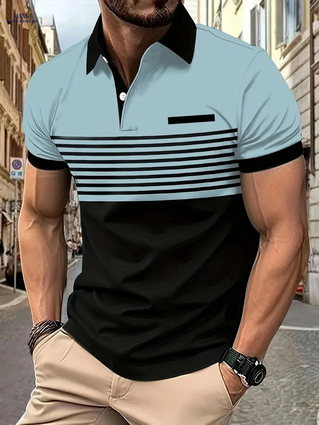 Men's Casual Striped Shirt - Summer Fashion, Lightweight 180g Fabric   OAXG Purple / M