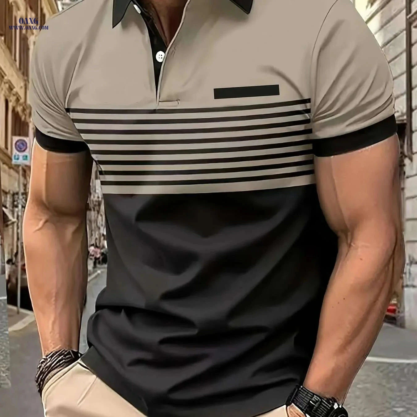 Men's Casual Striped Shirt - Summer Fashion, Lightweight 180g Fabric   OAXG Purple / M