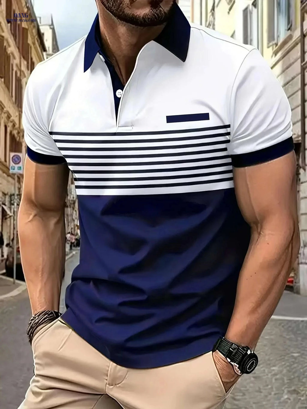 Men's Casual Striped Shirt - Summer Fashion, Lightweight 180g Fabric   OAXG Purple / M