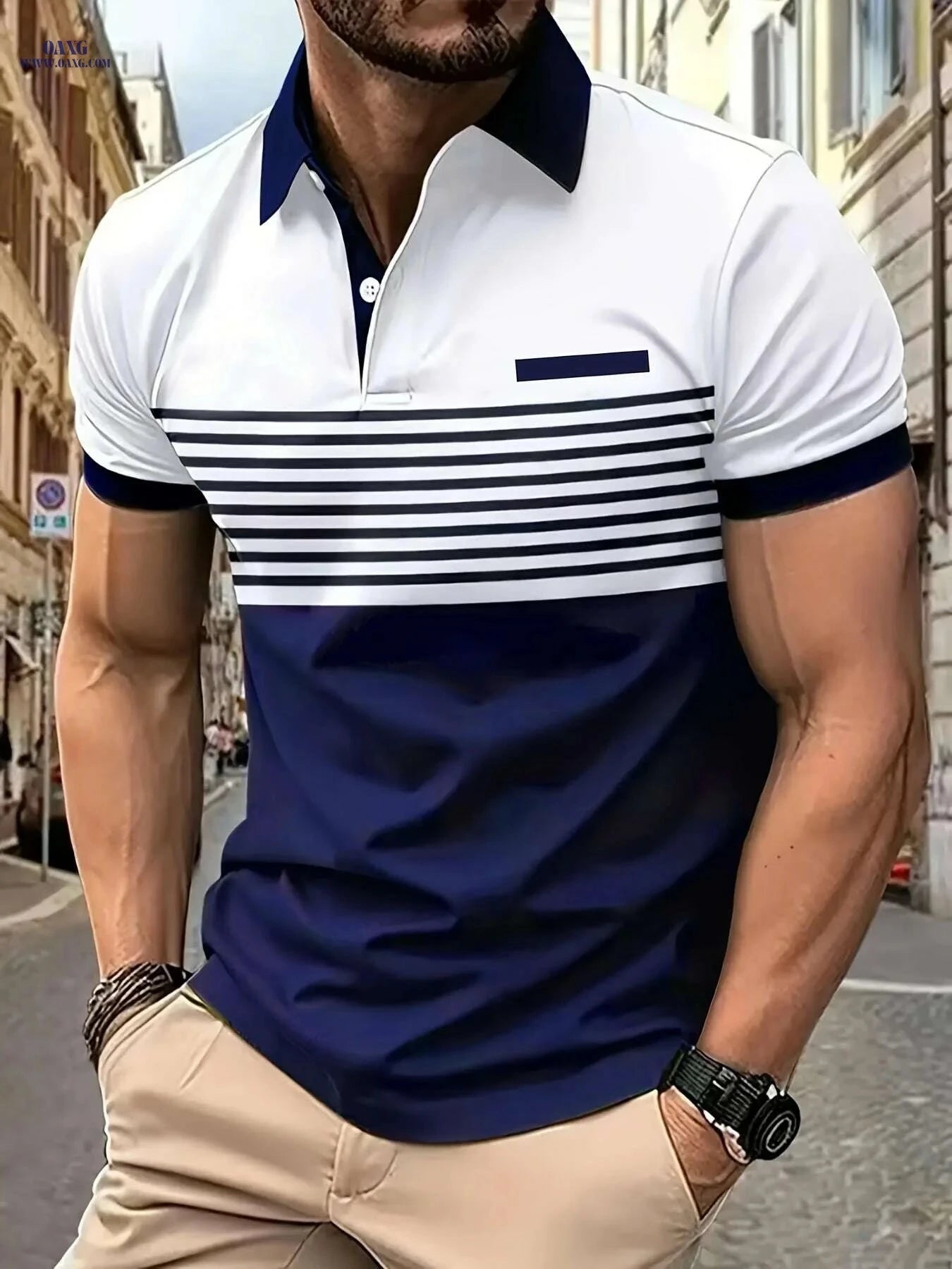 Men's Casual Striped Shirt - Summer Fashion, Lightweight 180g Fabric   OAXG Purple / M
