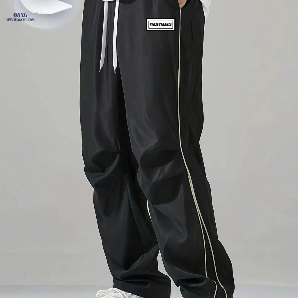 Men's Casual Striped Sports Long Pants - Loose High Street Fit   OAXG 