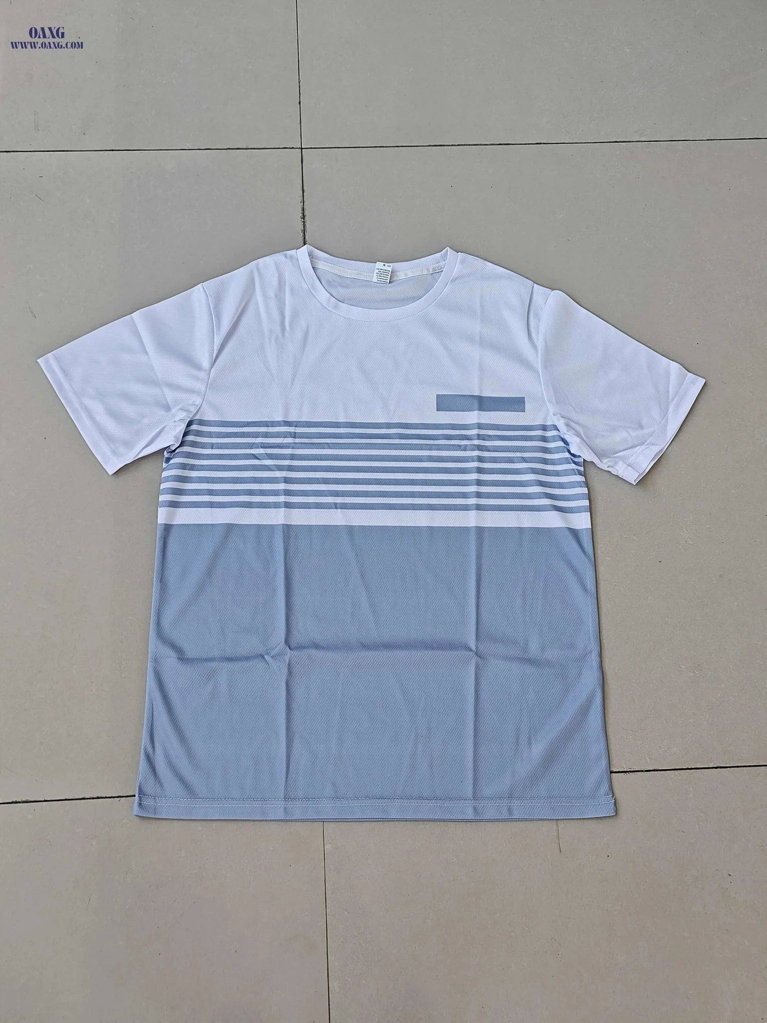 Men's Casual Striped T-Shirt - Lightweight Asymmetrical Color Block Design   OAXG Mixed Color / S