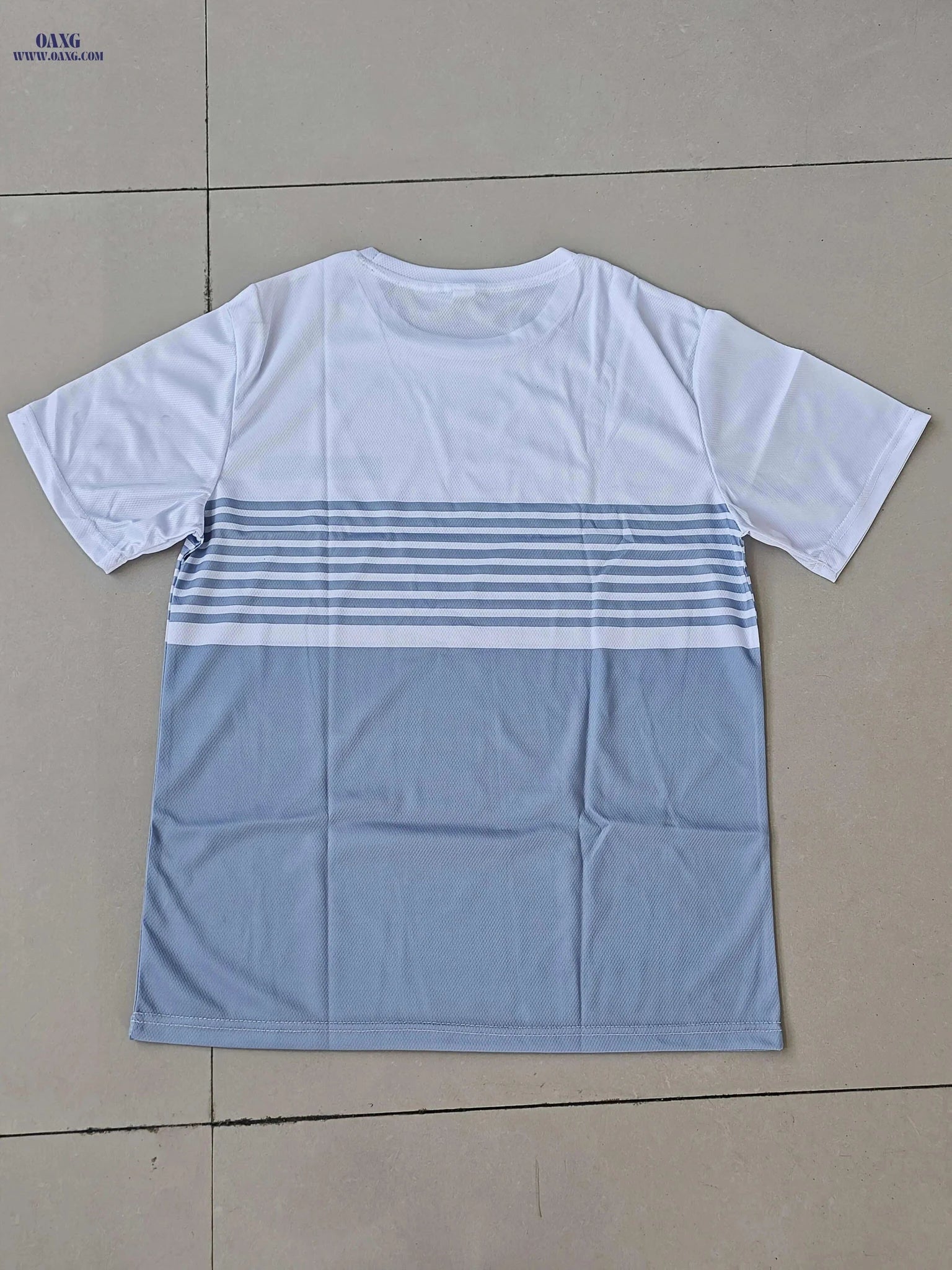 Men's Casual Striped T-Shirt - Lightweight Asymmetrical Color Block Design   OAXG 