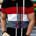 Men’s Casual Striped T-Shirt - Lightweight, Short Sleeve Comfort   OAXG Red / S