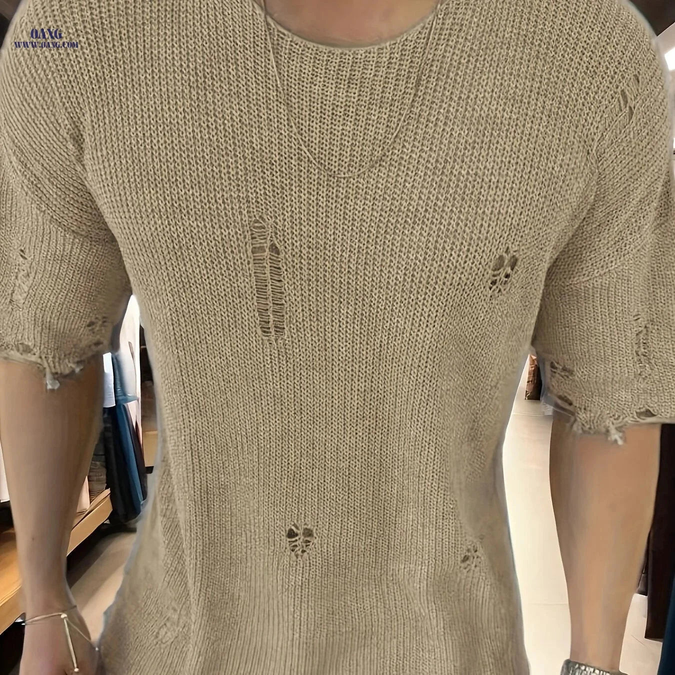 Men's Casual Summer Knitted Shirt - Loose Fit Floral Pullover   OAXG 