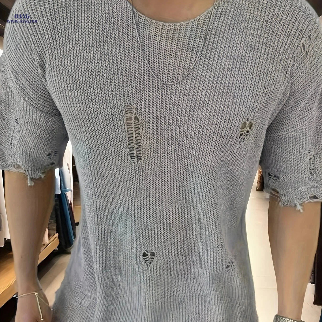 Men's Casual Summer Knitted Shirt - Loose Fit Floral Pullover   OAXG 