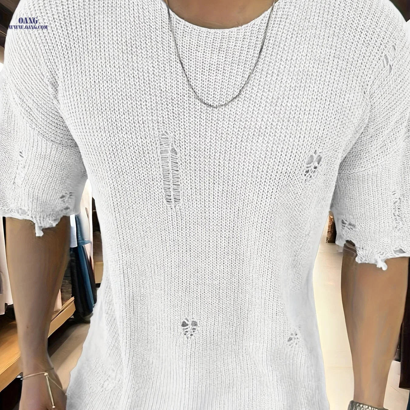 Men's Casual Summer Knitted Shirt - Loose Fit Floral Pullover   OAXG 