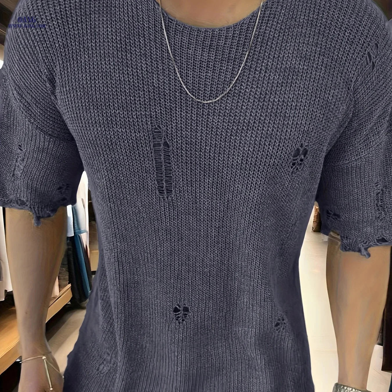 Men's Casual Summer Knitted Shirt - Loose Fit Floral Pullover   OAXG 