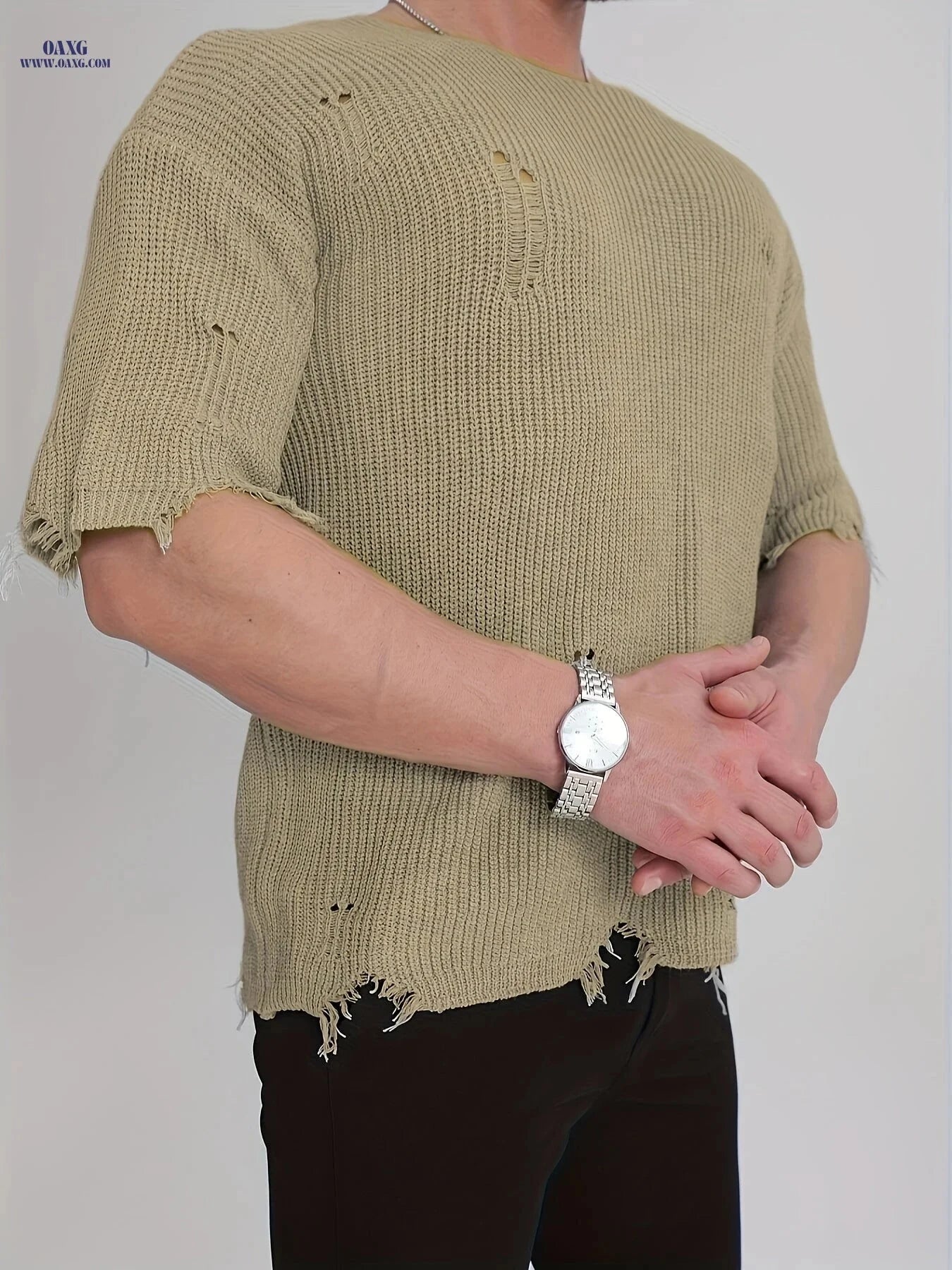 Men's Casual Summer Knitted Shirt - Loose Fit Floral Pullover   OAXG 