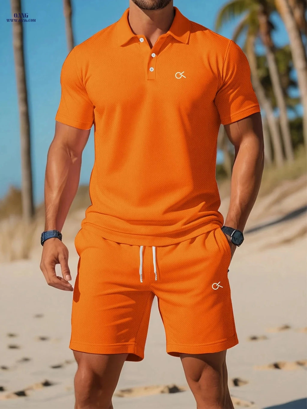Men’s Casual Summer Set - Easy Letter Print Top and Shorts   OAXG Black / FR M