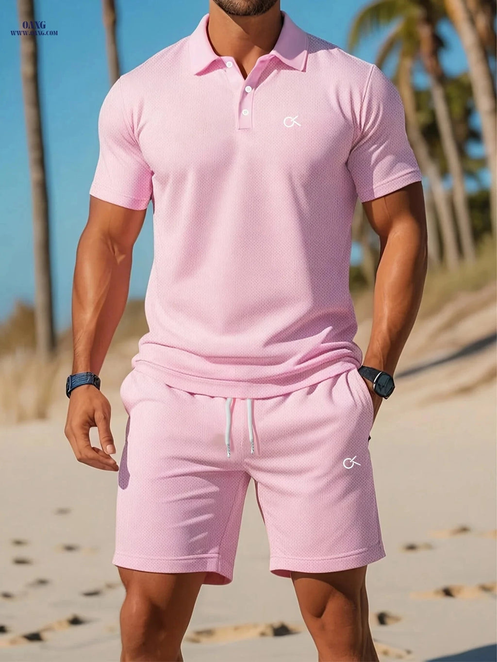 Men’s Casual Summer Set - Easy Letter Print Top and Shorts   OAXG 
