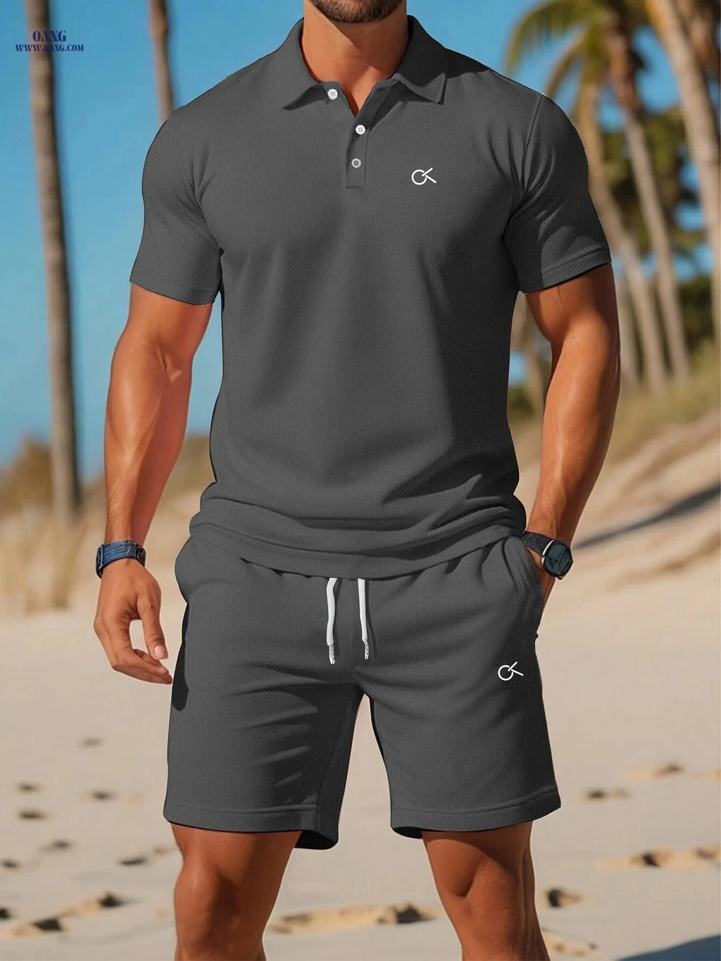 Men’s Casual Summer Set - Easy Letter Print Top and Shorts   OAXG 