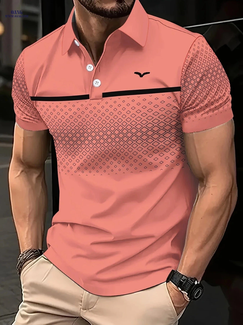 Men's Casual Summer Short Sleeve Shirt - Stylish Printed Design   OAXG Light Brown-1 / FR S