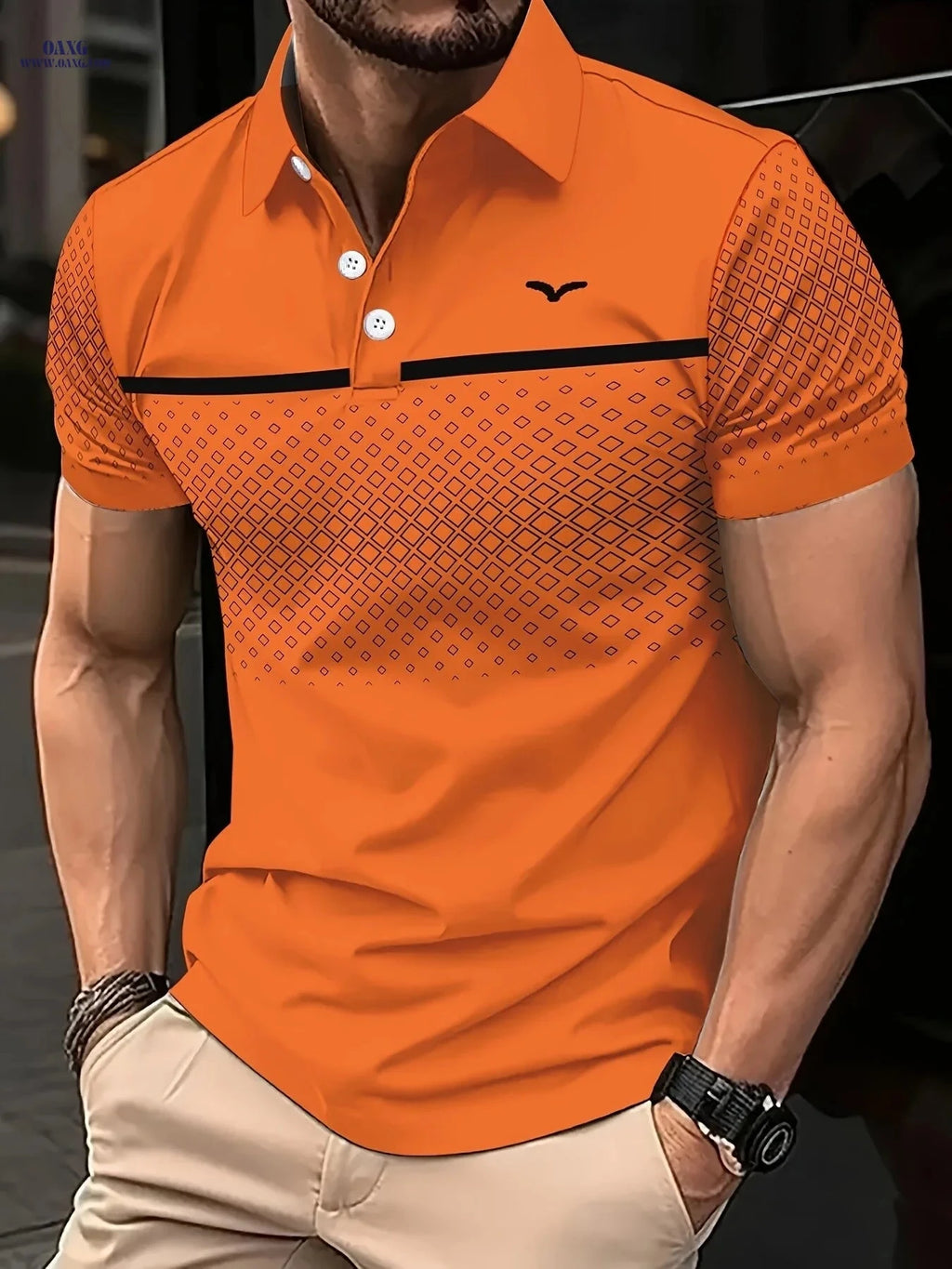 Men's Casual Summer Short Sleeve Shirt - Stylish Printed Design   OAXG Light Brown-1 / FR S