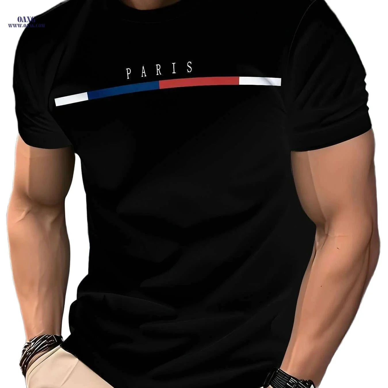 Men's Casual Summer T-Shirt - 100% Polyester, Crew Neck Design   OAXG Red / S