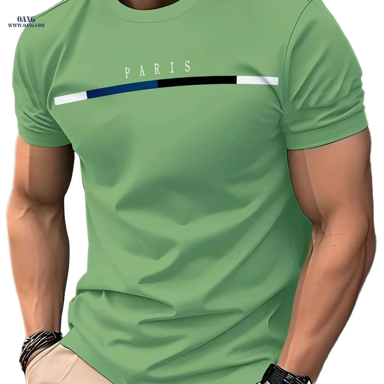 Men's Casual Summer T-Shirt - 100% Polyester, Crew Neck Design   OAXG Red / S