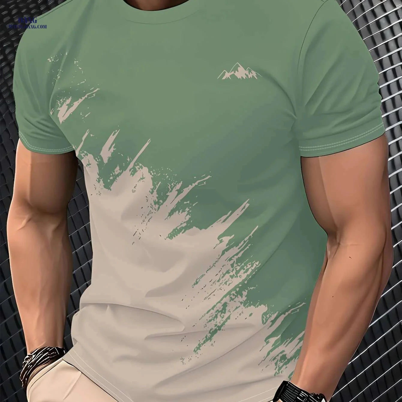 Men's Casual Summer T-Shirt - Lightweight & Breathable Polyester Blend   OAXG 