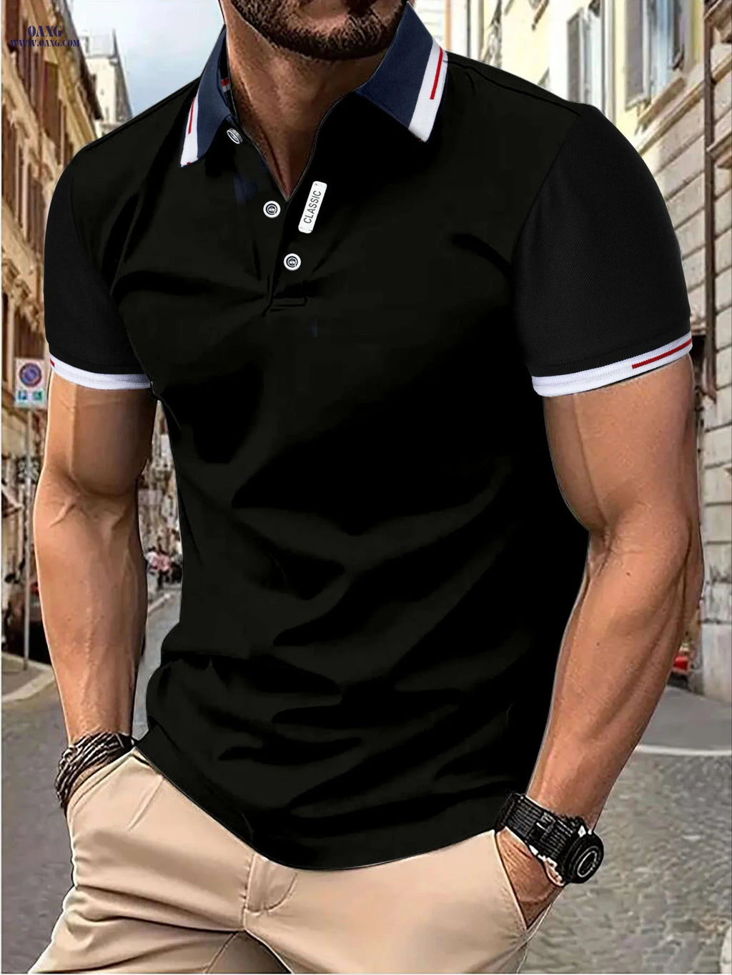Men's Casual Summer T-Shirt - Short Sleeve, Solid Color, Fashion   OAXG 