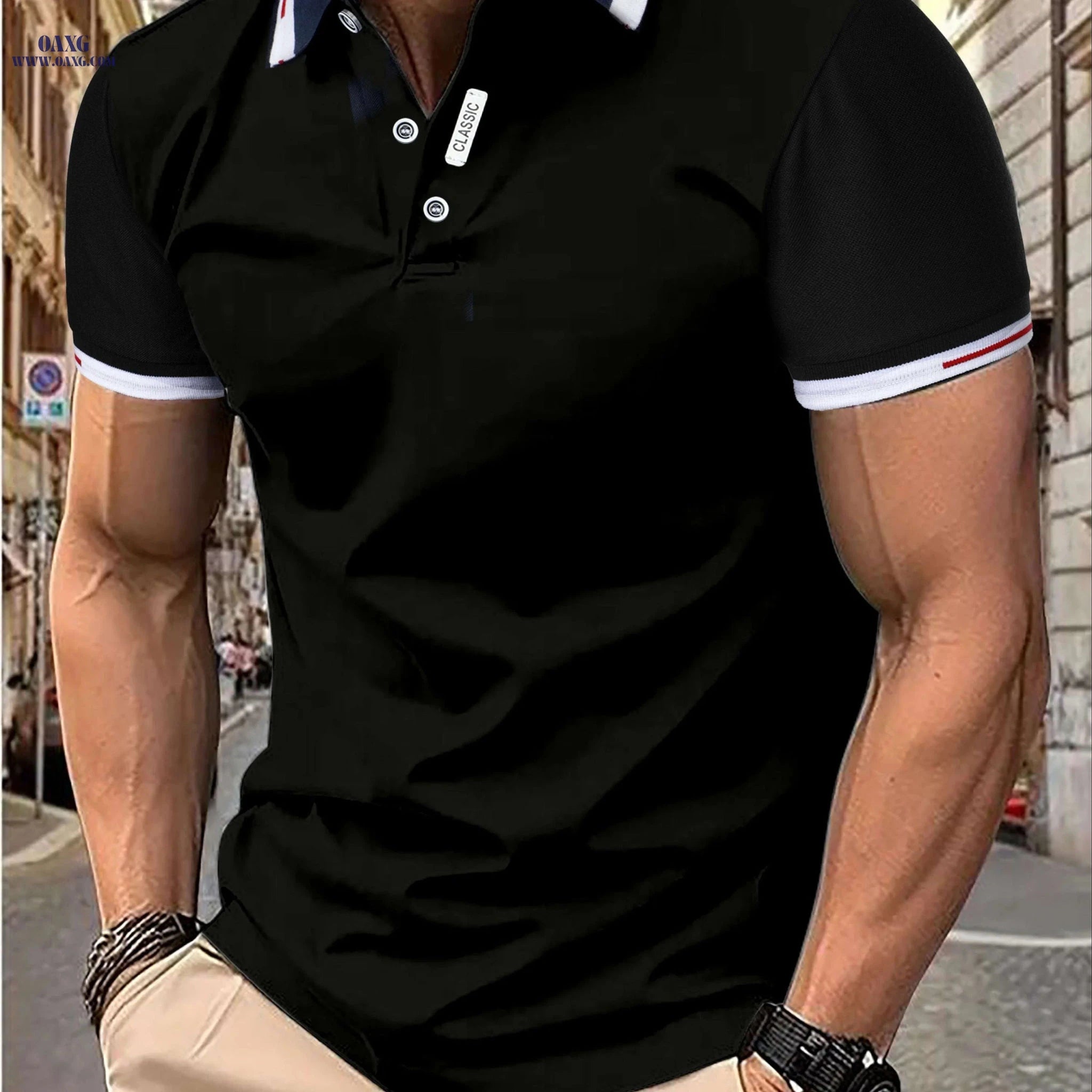Men's Casual Summer T-Shirt - Short Sleeve, Solid Color, Fashion   OAXG 