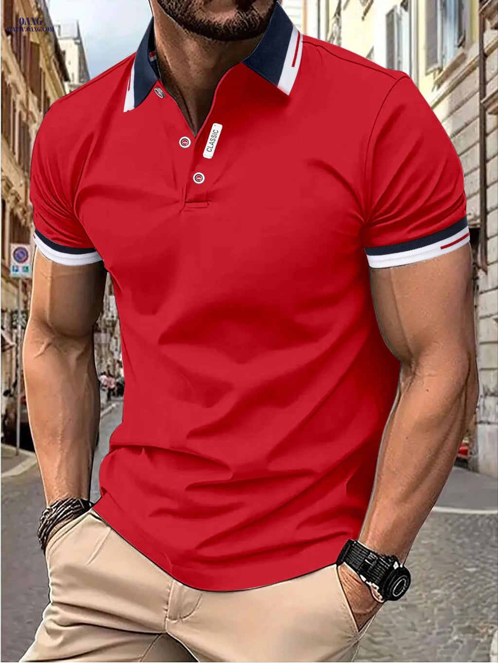 Men's Casual Summer T-Shirt - Short Sleeve, Solid Color, Fashion   OAXG 