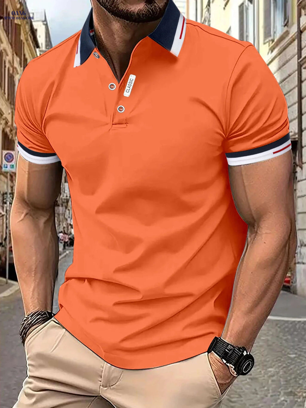 Men's Casual Summer T-Shirt - Short Sleeve, Solid Color, Fashion   OAXG 